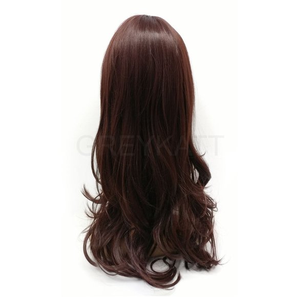 Chestnut brown wig with bangs heat resistant - Picture 3 of 5